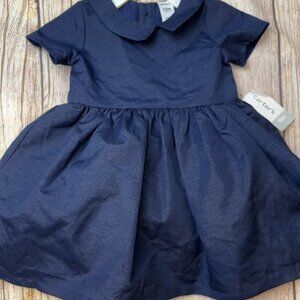 Carter’s 12 Months Navy Blue Dress Silver Threads NEW